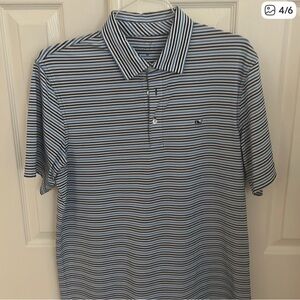 Vineyard Vines Navy and White Striped Polo